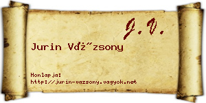 Jurin Vázsony névjegykártya